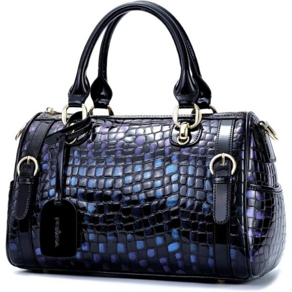 ⚡Women Blue Genuine Leather Tote Handbag Clutch Purse Crossbody Bag